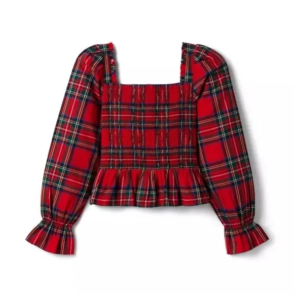 JANIE AND JACK PLAID SMOCKED PEPLUM